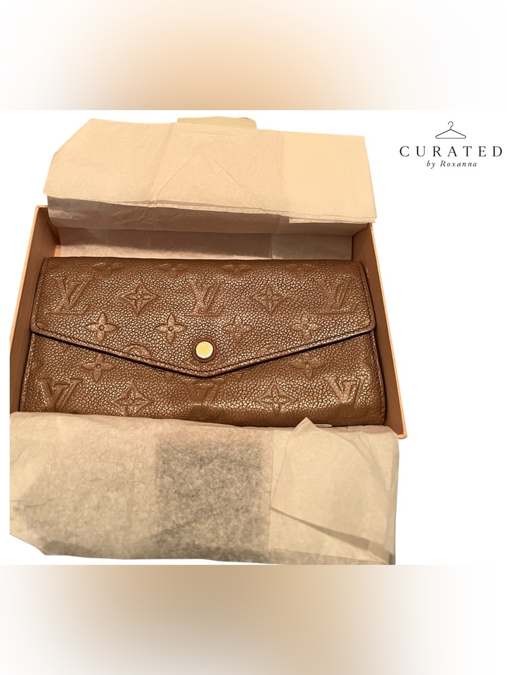 Louis Vuitton Monogram Empreinte Sarah Wallet Taupe + COA & Box - Picture 4 of 15